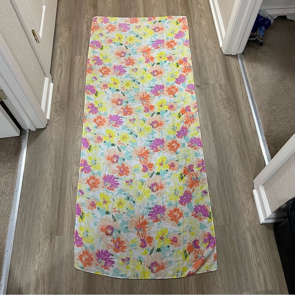 Lightweight Floral Scarf Pastel Multicolor Sheer - Picture 4 of 5